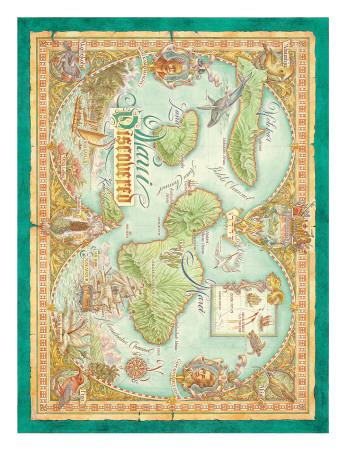 Maui Figured out, Typical Map of Maui, Hawaii Artwork Print through Dave Stevenson graphic regarding Printable Maps of Maui named Maui Found, Common Map of Maui, Hawaii Artwork Print through Dave Stevenson